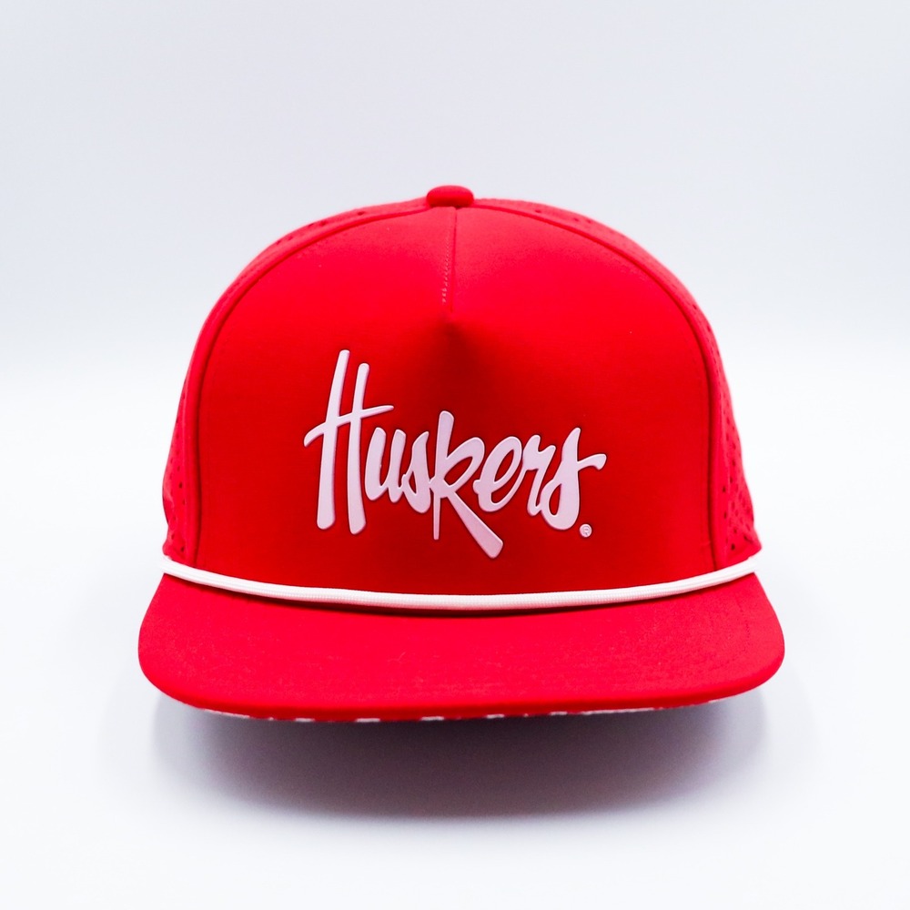 Nebraska Huskers Hat Mens OS Legacy Red Performance Rope Snapback Cap Gummy Logo
